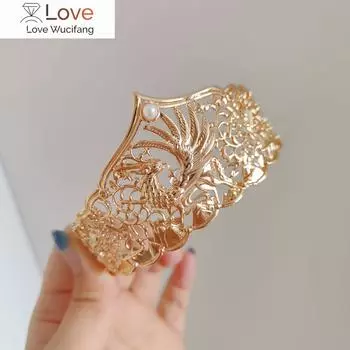 Позолоченная корона для волос ручной работы в стиле ханьфу, старинные ювелирные изделия Approximately 14cm золотой