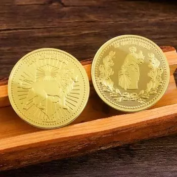 Позолоченная монета, реквизит для фильма, диаметр 1,6 дюйма, двухсторонняя металлическая монета, коллекционный сувенир 1pc