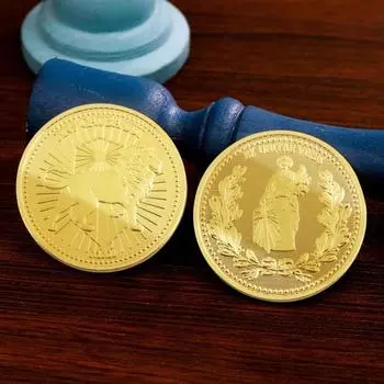 Позолоченная монета, реквизит для фильмов, диаметр 1,6 дюйма, двухсторонняя металлическая монета, коллекционная сувенирная монета с защитной коробкой, подарок для поклонников фильмов 1pc