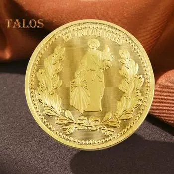 Позолоченная монета, реквизит для фильмов, диаметр 1,6 дюйма, двухсторонняя металлическая монета, коллекционная сувенирная монета с защитной коробкой, подарок для поклонников фильмов 1pc