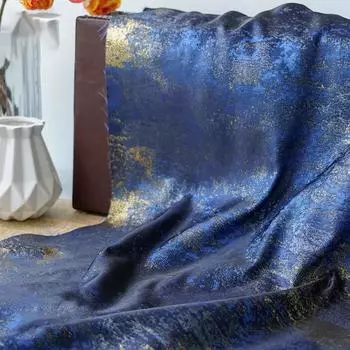 Позолоченная парча атласная абстрактная жаккардовая ткань ретро чернильное чувство дамасский шелк дизайнерская ткань для пошива платья DIY швейный материал 1M