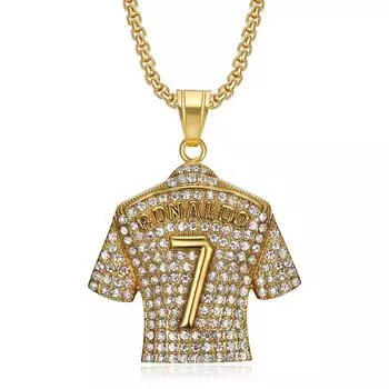 Позолоченная подвеска из джерси Криштиану Роналду 7 с бриллиантами и колье 60CM+3MM