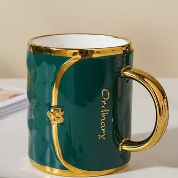 Позолоченная скандинавская керамическая кружка с ручкой, односекционная, открывающаяся, небольшой подарочный сувенирный набор кружек большой емкости 350ML