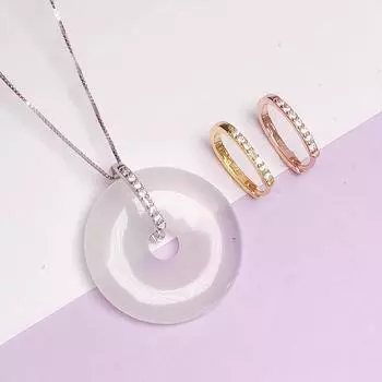 Позолоченное 18-каратным золотом стерлинговое серебро, женское ожерелье-клип с подвеской из нефрита - защитного камня Thin Rose Gold