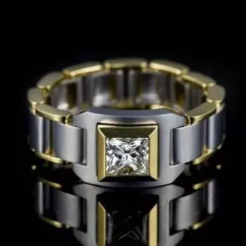 Позолоченное двухцветное инкрустированное циркониевое кольцо, европейские и американские роскошные мужские помолвочные свадебные аксессуары для рук 6