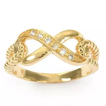 Позолоченное кольцо Бесконечность белое золото - 15х8 мм