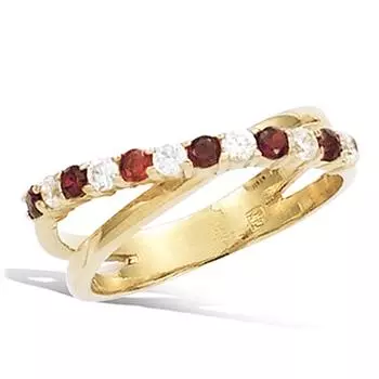 Позолоченное кольцо Celestina золотисто-белый гранат - 6 мм