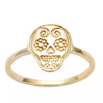Позолоченное кольцо Череп - 12x10 мм