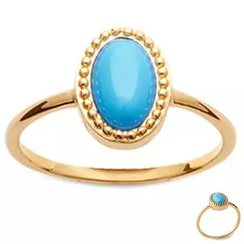 Позолоченное кольцо Cleopatra бирюзовое золото - 10x7 мм