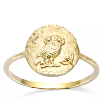 Позолоченное кольцо Древняя Греция золотое (сова) - 10x10мм