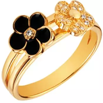 Позолоченное кольцо Флора черное золото