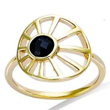 Позолоченное кольцо Клеопатра черное золото - 15 мм