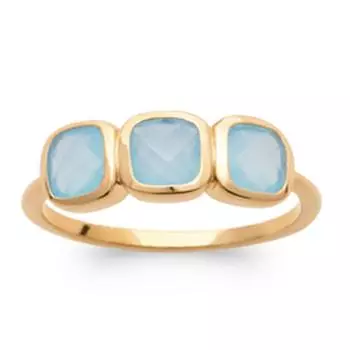 Позолоченное кольцо Клеопатра золотисто-синее (агат) - 17x6 мм