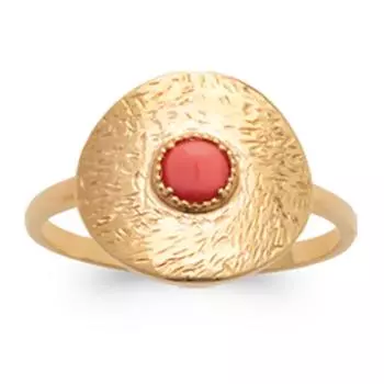 Позолоченное кольцо Клеопатра золотой коралл - 14 мм