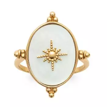 Позолоченное кольцо Клеопатра золотой перламутр - 23x15 мм (Полярная звезда)