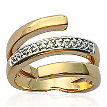 Позолоченное кольцо Ласки белое золото - 14 мм