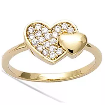 Позолоченное кольцо Любовь золотисто-белое - 13х10 мм