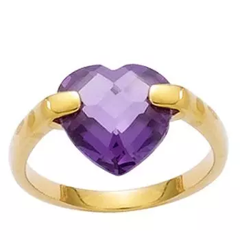 Позолоченное кольцо Любовь золотой аметист - 10 мм