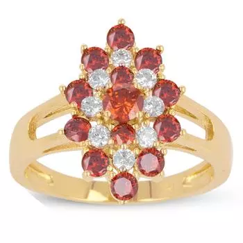 Позолоченное кольцо Маркиза золотой гранат - 18х12 мм