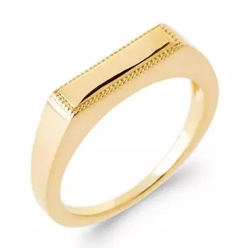 Позолоченное кольцо-печатка «Чарльз» - 14x4 мм