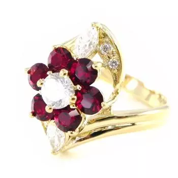 Позолоченное кольцо с гранатом Crystal Flower