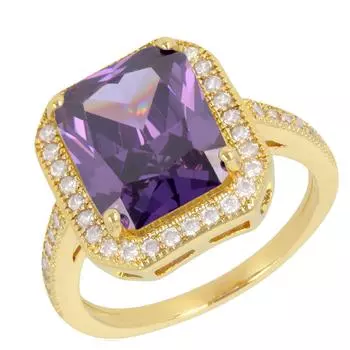 Позолоченное кольцо Сисси аметист белое золото - 14x12 мм