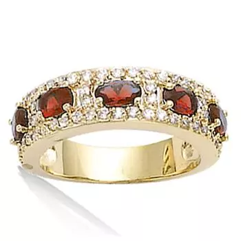 Позолоченное кольцо Сисси белый золотой гранат - 7 мм