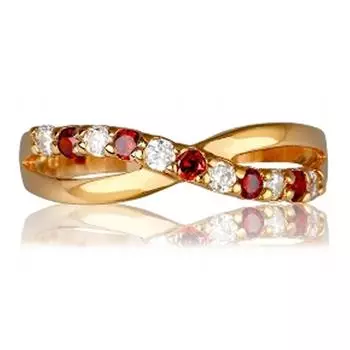 Позолоченное кольцо Сисси красное белое золото - 4 мм