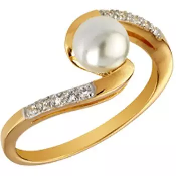 Позолоченное кольцо Sissi золотая слоновая кость - жемчуг 6 мм