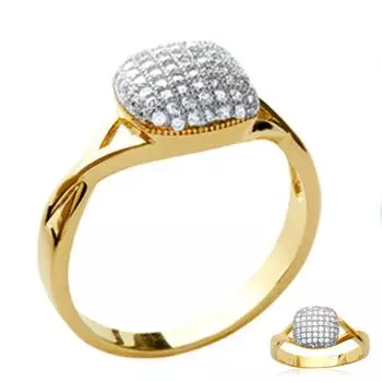 Позолоченное кольцо Сисси золотисто-белое - 10x10 мм