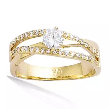 Позолоченное кольцо Сисси золотисто-белое - 5 мм