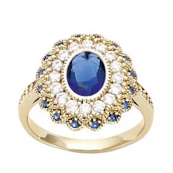 Позолоченное кольцо Сисси золотой сапфир - 17x15 мм