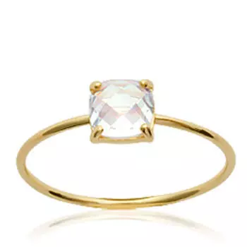 Позолоченное кольцо Unique золотисто-белое - 6x6 мм