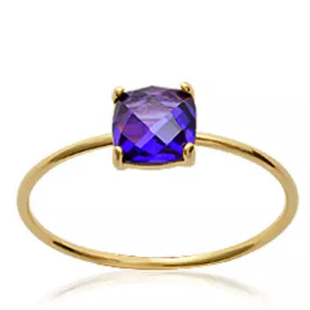 Позолоченное кольцо Unique золотой аметист - 6x6 мм