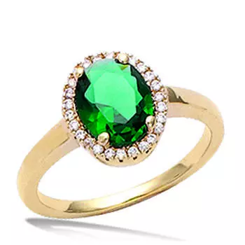 Позолоченное кольцо Victorina изумрудно-зеленого цвета - 12x10 мм