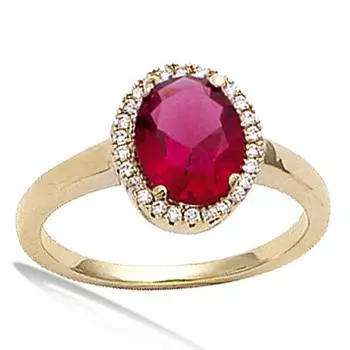 Позолоченное кольцо Victorina Золотисто-белый рубин - 12x10 мм