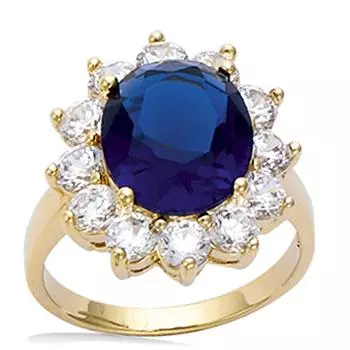 Позолоченное кольцо Викторина серебро белый сапфир (родий) - 20х18 мм