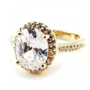 Позолоченное кольцо Викторина золотисто-белое - 10x12 мм