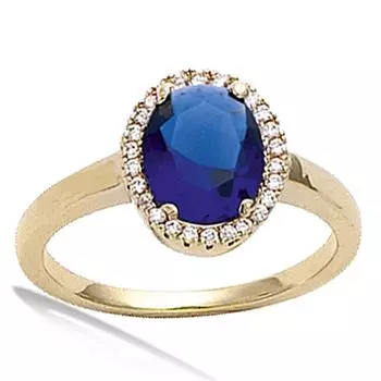 Позолоченное кольцо Викторина золотисто-белый сапфир - 12х10 мм