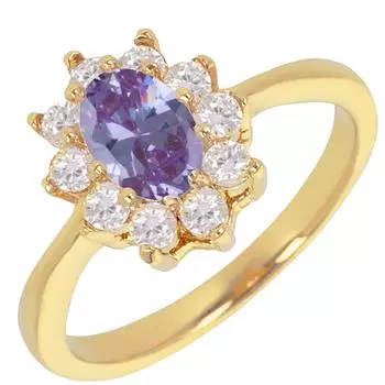 Позолоченное кольцо Викторина золотой аметист - 12x10 мм