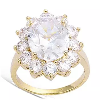 Позолоченное кольцо «Виктория» белое золото - 20x18 мм