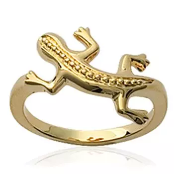 Позолоченное кольцо Ящерица
