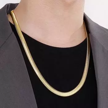 Позолоченное колье-колье из нержавеющей стали для мужчин, длина 60 см, 8 мм, цепочка из змеиной кости, мужские ожерелья, ювелирные аксессуары 60cm