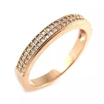 Позолоченное обручальное кольцо Pour la Vie розовое золото белое - 3 мм