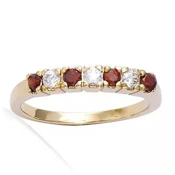 Позолоченное обручальное кольцо Pour la Vie золотисто-белый гранат - 3 мм