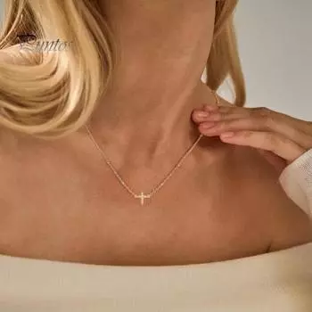 Позолоченное ожерелье для женщин, простая подвеска, цепочка, чокер, длинное ожерелье, вера, ювелирные изделия, подарки для ее девушки, жены, матери золотистый