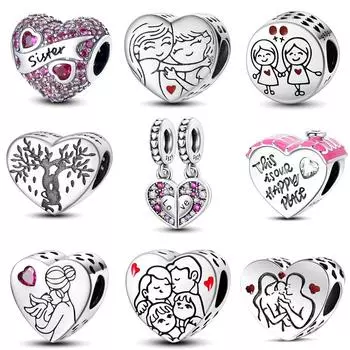 Позолоченные бусины из серебра 925 пробы с медным покрытием, серия «Дружба», подвеска, браслет, ожерелье из бусин своими руками