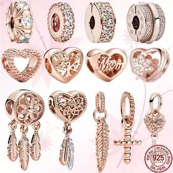 Позолоченные духовные Ловец снов, висячие подвески в виде сердца, бусины из стерлингового серебра 925 пробы, подходят для оригинального модного браслета, ювелирное изделие, подарок