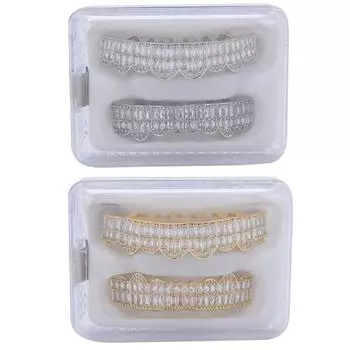 Позолоченные латунные вставные зубы в стиле хип-хоп, украшение на зубы на Хэллоуин Gold