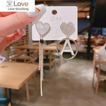Позолоченные модные серьги-кисточки с буквой Love для женщин, индивидуальные асимметричные серьги-подвески из циркония, элегантные ювелирные изделия